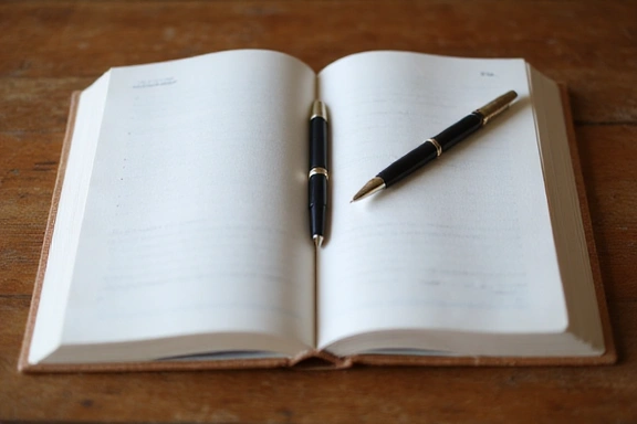 Un libro abierto con un bolígrafo, simbolizando el aprendizaje y la escritura