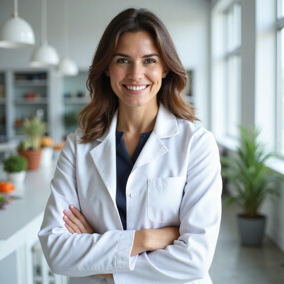 Retrato profesional de la nutrióloga principal de NutriVida Saludable